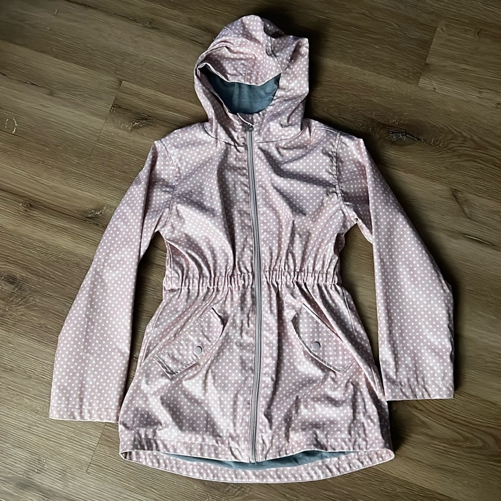 C&C California Pink Polkadot Raincoat Jacket Size 12